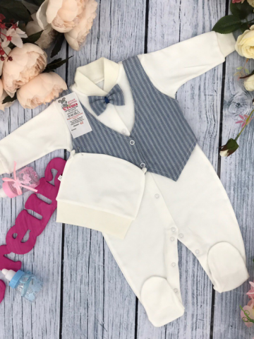 Купить оптом 224-Г. Комбинезон, хлопок 100% интерлок, "Жилет новый" голубая полоса в Нефтеюганске