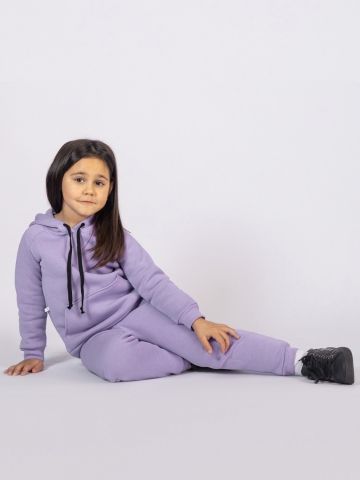 296-СР. Свитшот с капюшоном  + Штаны, хлопок 65%, 35% ПЭ, 3-х нитка (начес) сирень 146,152,158