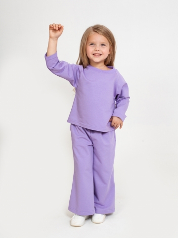 323-Л. Костюм детский Палаццо, лиловый, хлопок 70%, 25% ПЭ, 5% лайкра, футер 2-х нитка без начеса, размеры 86,92,98,104,110,116