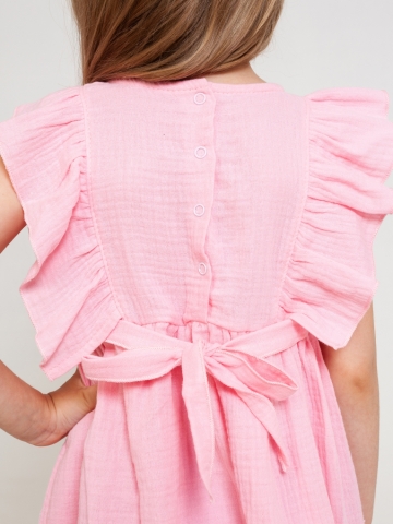 322-Р. Платье из муслина детское, хлопок 100% розовый, р. 98,104,110,116