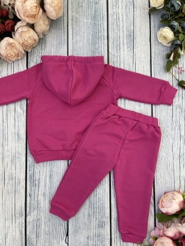 311-Ф. Свитшот с капюшоном + Штаны, хлопок 65%, 35% ПЭ, 3-х нитка ( без начеса) фуксия 122,128,134,140