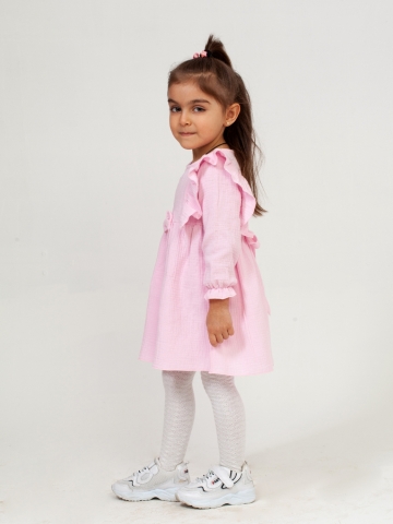 321-Р. Платье из муслина детское, хлопок 100% розовый, р. 74,80,86,92