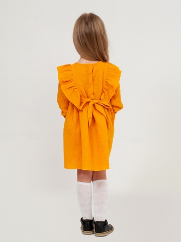 321-Я. Платье из муслина детское, хлопок 100% янтарный, р. 98,104,110,116